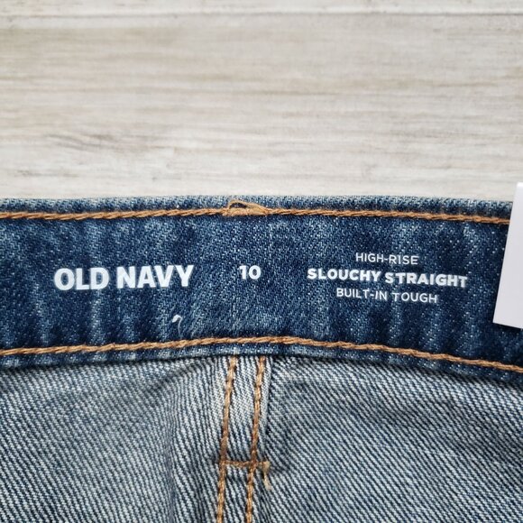 NWT Old Navy High-Waisted Slouchy Straight Jeans for Girls Blue Sz 10 - Picture 6 of 9